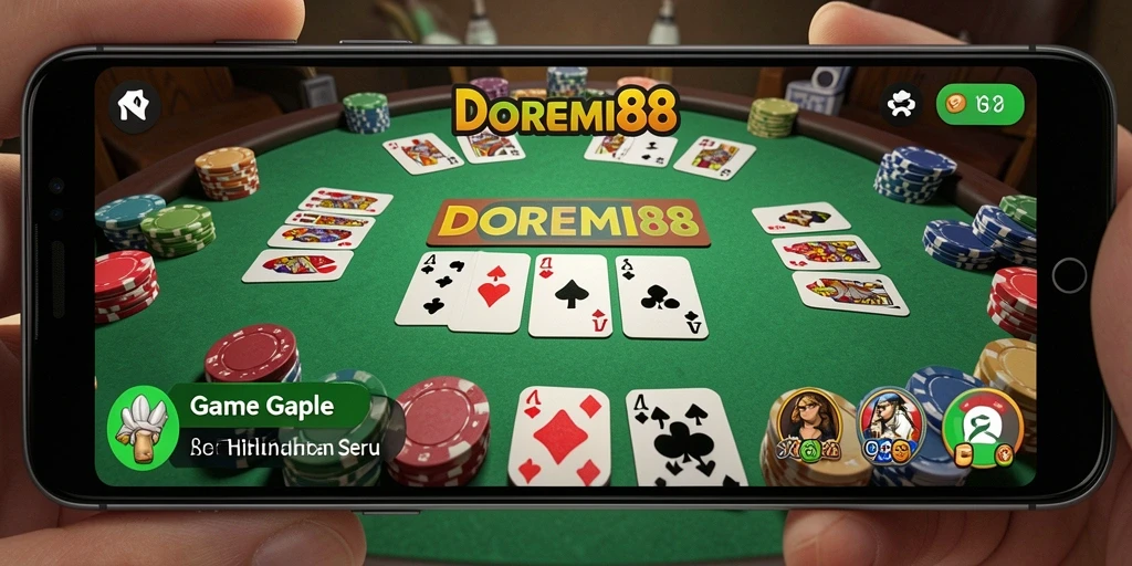 Screenshot gameplay DOREMI88 yang menampilkan keseruan bermain Gaple.