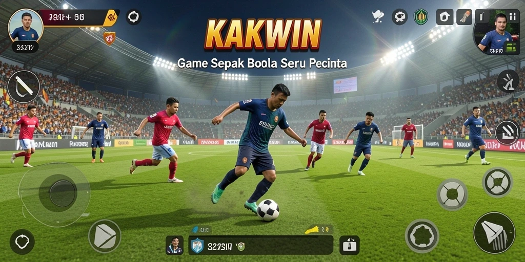 Tampilan gameplay KAKWIN yang menegangkan dalam pertandingan sepak bola.