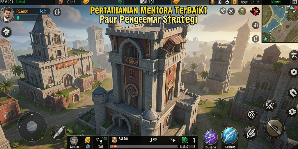 Tangkapan layar utama menunjukkan aksi seru dalam permainan Tower Defense.