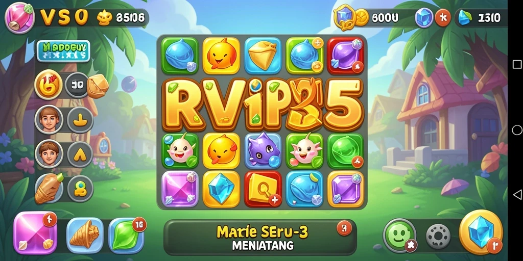 Tampilan seru gameplay RVIP5 dalam tantangan Match-3.